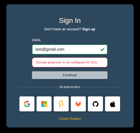 Login Error Message when no tenant is configured