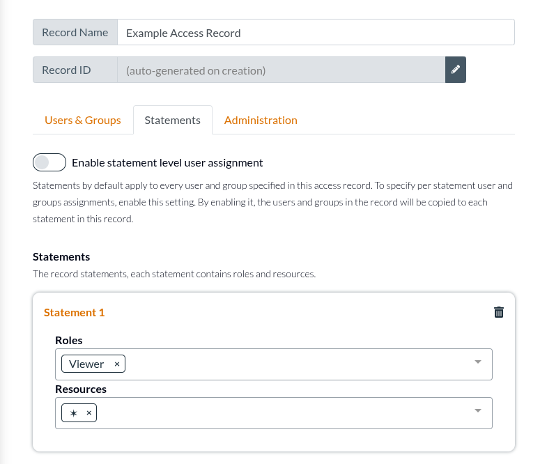 Simple access record